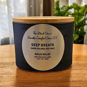 The Wick Chic's Candle Comfort Zone, LLC Scented Soy Wax Candle - Deep Breath - Sinus Vapors - Decor, Ornaments