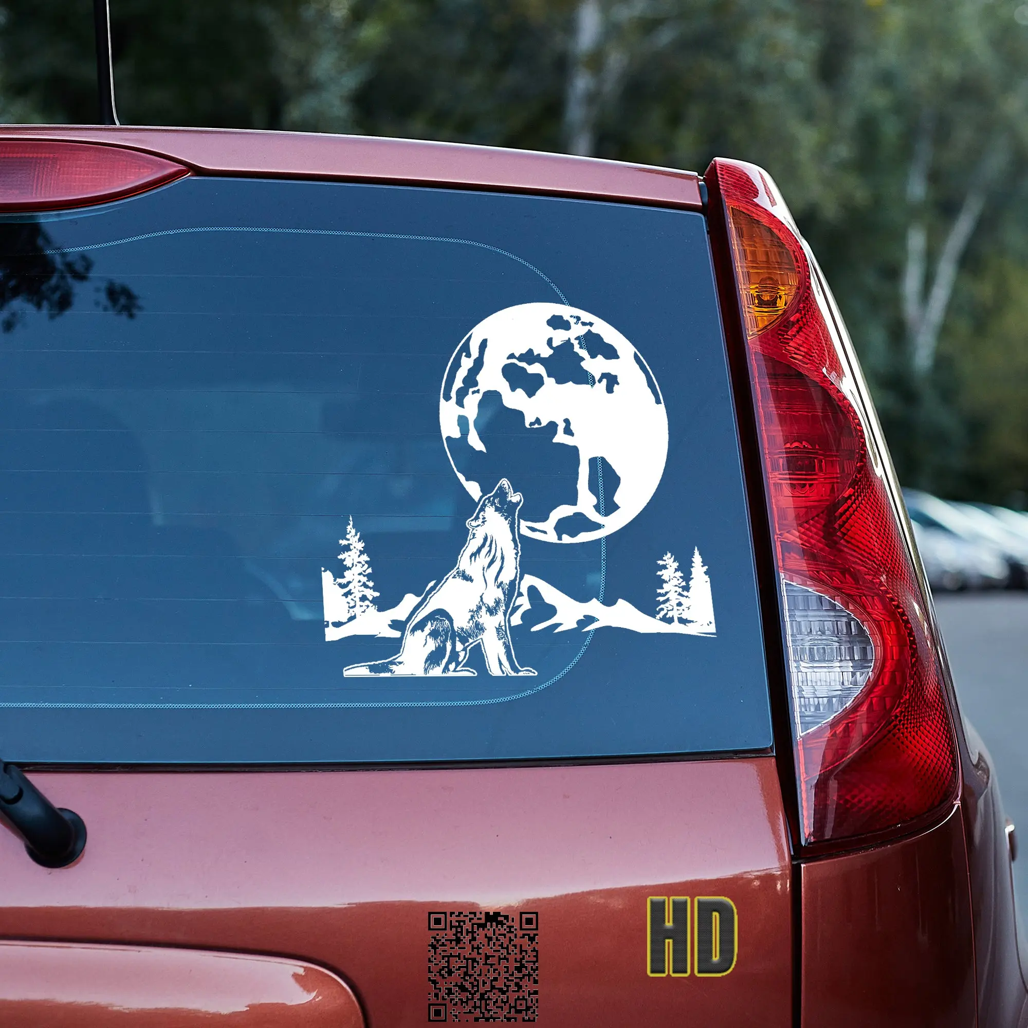 Wolf howling in the moon Vinyl decal