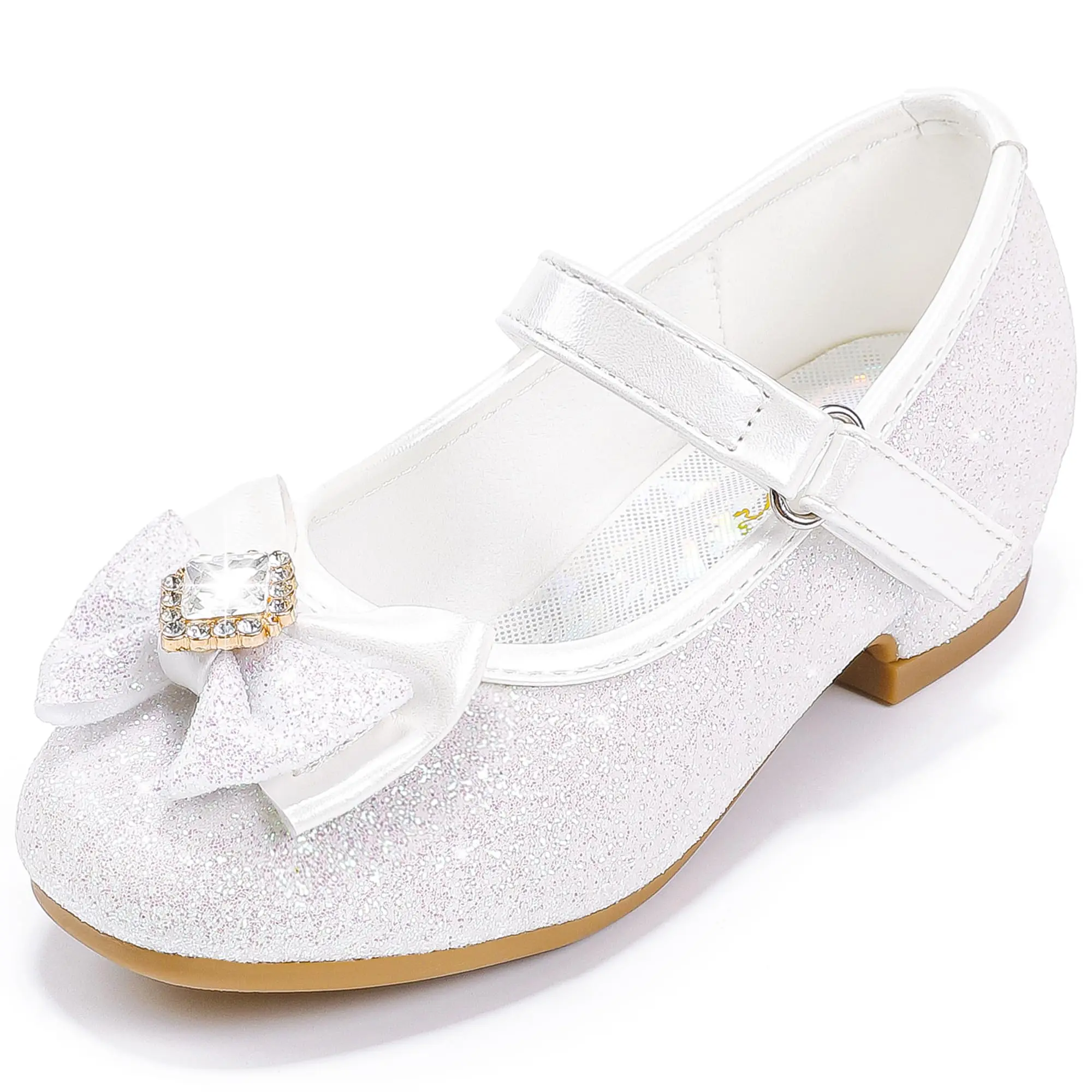 Girls Dress Shoes Mary Jane Wedding Flower Bridesmaids Heels Glitter Princess Shoes for Kids Toddler