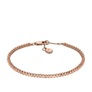 Fossil Women's Ellis Pavé Glitz Rose Gold-Tone Brass Tennis Chain Bracelet