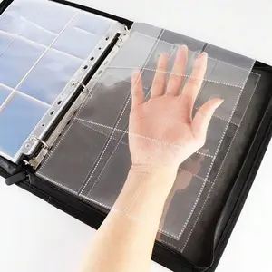 10pcs A4 11-Hole Transparent Binder Pockets, Universal 3-Inch Collection Bags, 9-Compartment Dual-Sided Card Holders, School Supplies