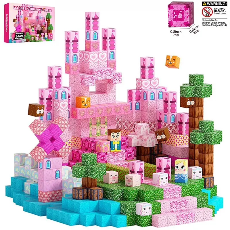 Castle Magnetic Blocks Set, Creative Sensory Building Toys, Early Education Stem Puzzle, Kids Birthday & Christmas Gift, Magnetic Building Cubes