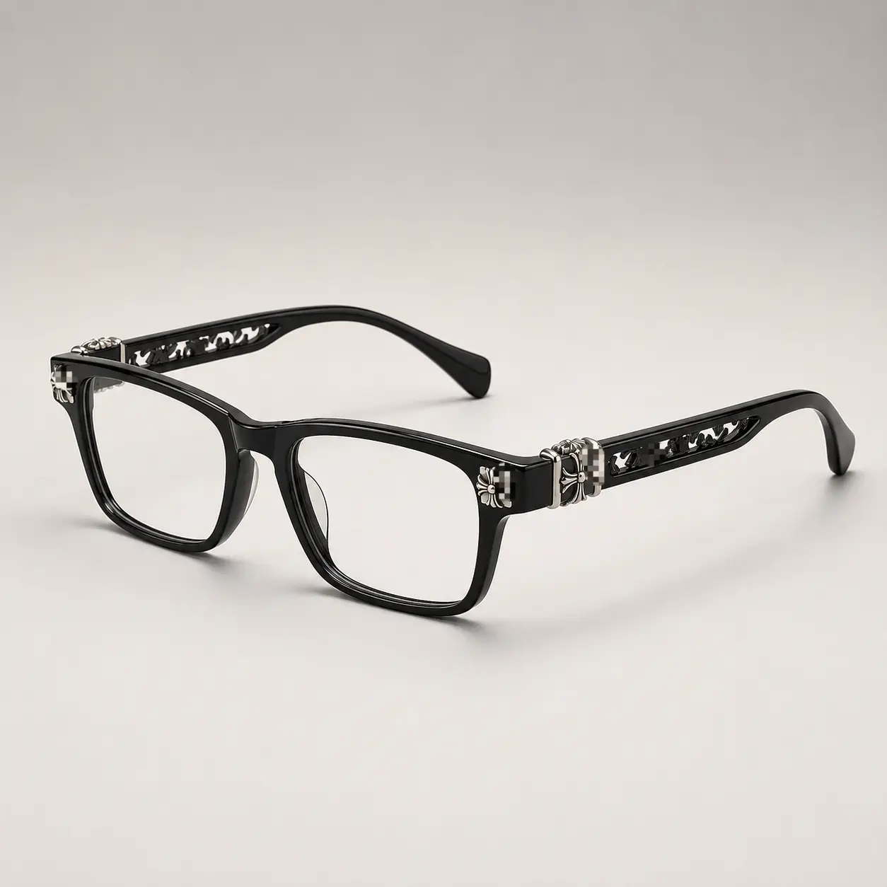 Unisex Square Full-Rim Eyeglass Frames with Decorative Temple Detail for Prescription Lenses and Everyday Wear
