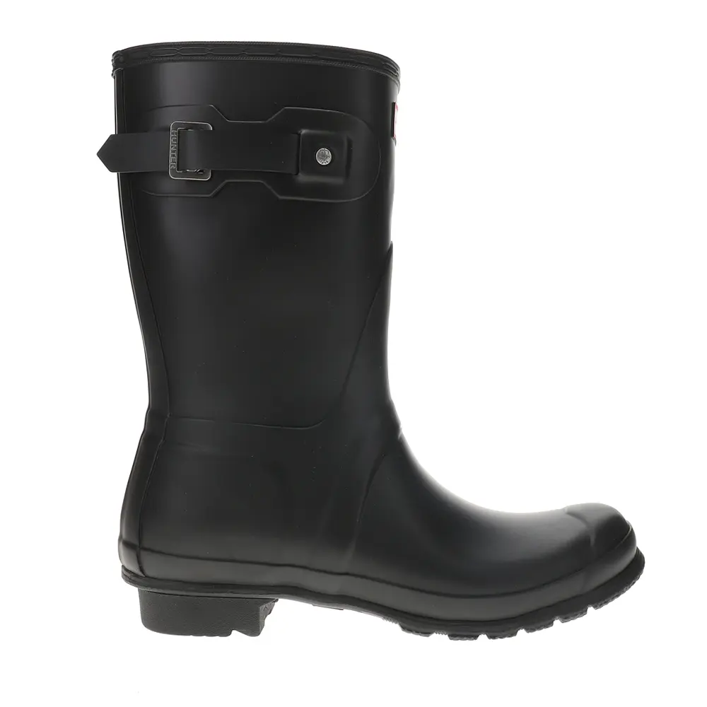 Hunter Womens Original Short Rain Casual Boots Mid Calf Low Heel 1-2" - Black