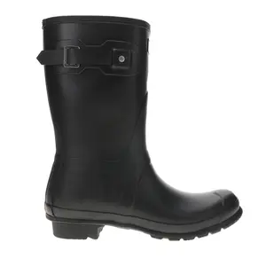 Hunter Womens Original Short Rain Casual Boots Mid Calf Low Heel 1-2" - Black