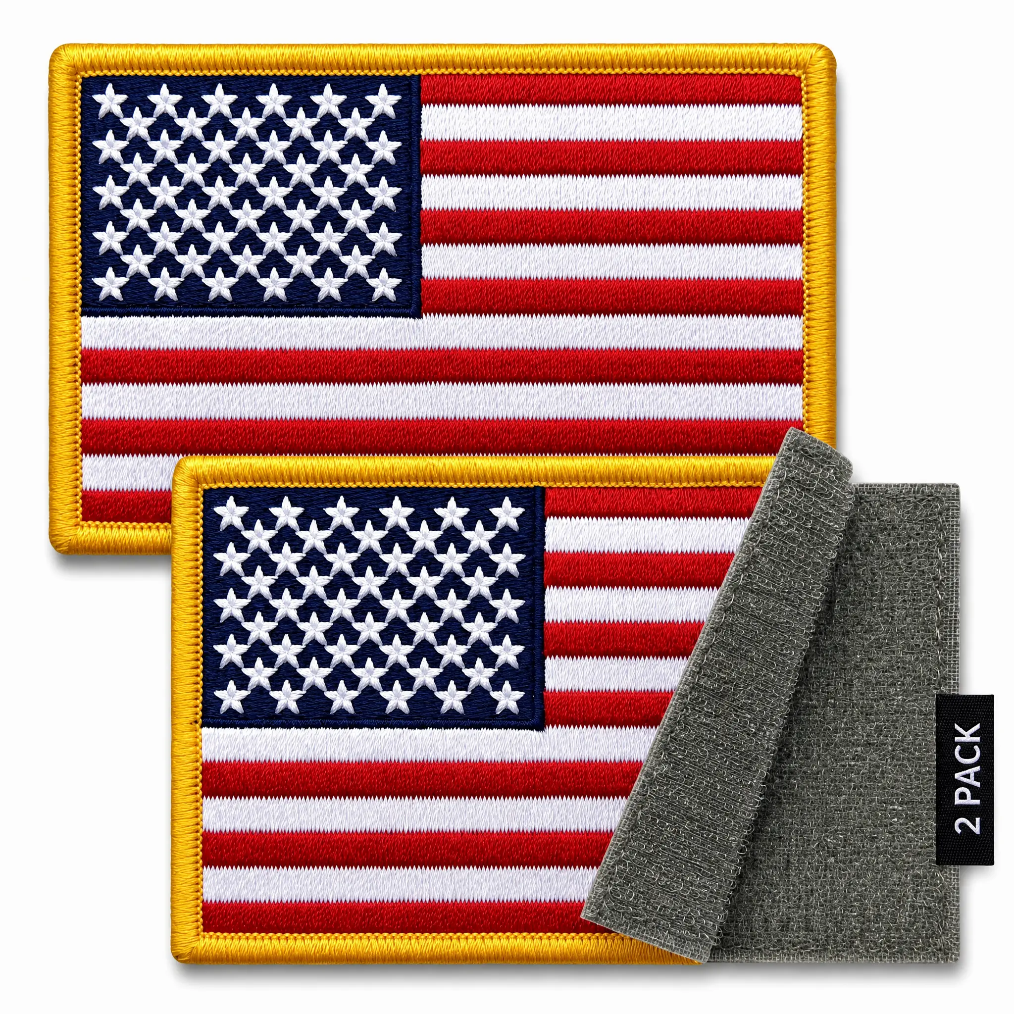 American Flag Patch Set (2-Pc), Original, Embroidered Hook & Loop