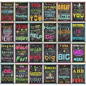 24 Pack Motivational Posters for Middle and High School Classroom and Office Decorations Inspirational Quote Growth Mindset Wall Art for Teachers Students School Chalkboard Designs 17.2 x 12 Inches