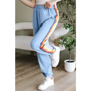 Light Blue Counting Rainbows High Waist Sweatpants