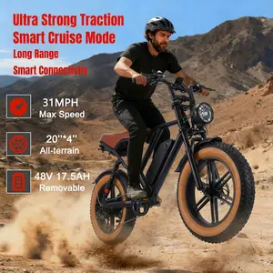US 31Mph e-bike for Adult 1500W Peak Motor 20" Fat Tire 48V 17.5AH Removable Battery Max 50 Miles Off-Road Mountain Ebike Folding Urban Tire Electric Bike with Cruise Control High-Powered E-Bike