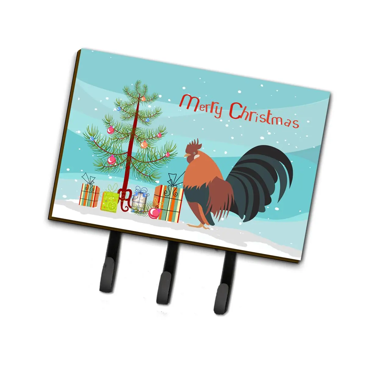 212 MAIN Dutch Bantam Chicken Christmas Hanging Key Holder - Durable Metal Wall-Mounted Key Hooks, Hardboard Tile Design, Leash Hook for Home Decor, Durable Metal Key Hooks