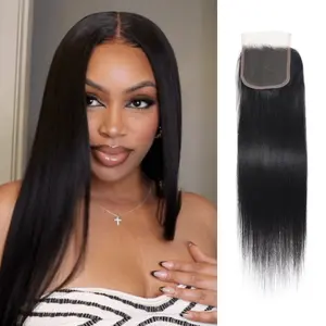 Sunber 4x4 Yaki Straight Free Part Lace Closure 100% Human Hair 1PC
