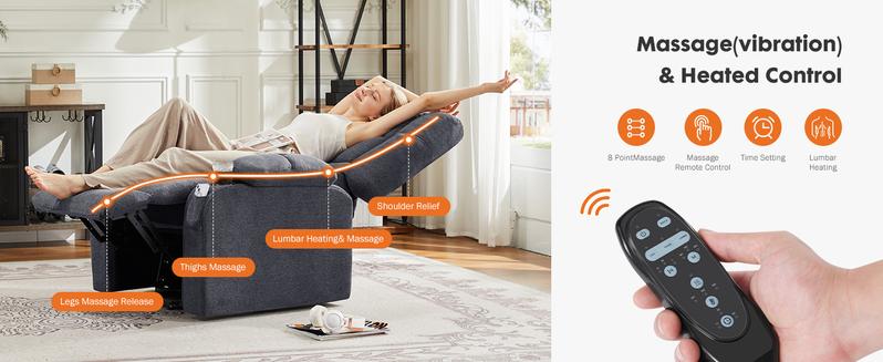 Sweet Furniture F Recliner Chair, Reclining Massage Chair with Heat, Home Theater Seating with Lumbar Support, Adjustable Electric Power Lift Chair