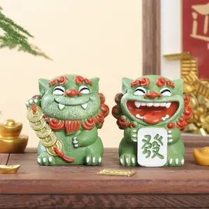 Chinese trend lion figurine resin decorative item for home decoration, tabletop pet, lion for awakening, lion for the Year of the Horse gift.