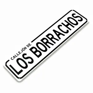 Callejon De Los Borrachos Metal Street Sign, 16x4 Inch Funny Mexican Humor CDMX Wall Decor, Retro Latino Tin Plaque for Home Bar, Gift
