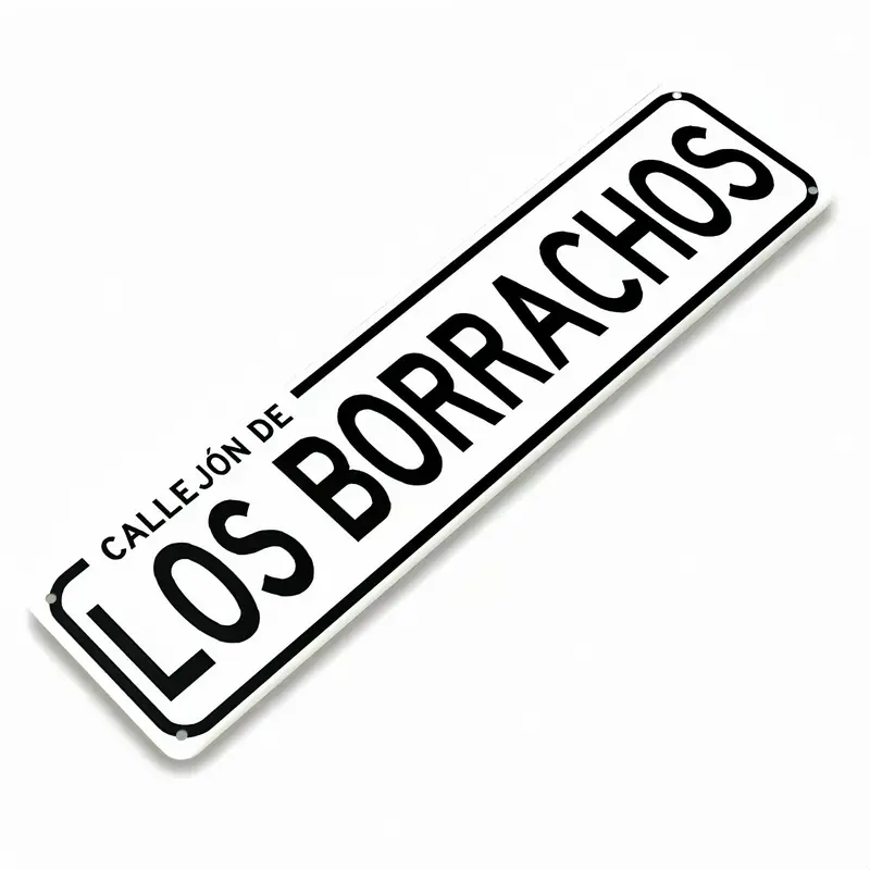 16x4 in Vintage Metal Wall Plaque - Funny Mexican Humor Callejon De Los Borrachos CDMX, Retro Latino Tin Sign for Home Bar, Rectangle Decor Gift for Wall-Balcony-Office, Home Decor Products