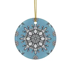 Snowflake Ceramic Ornament, Christmas Tree Decoration, Holiday Gift - Circle, Star, Heart and Oval Shapes