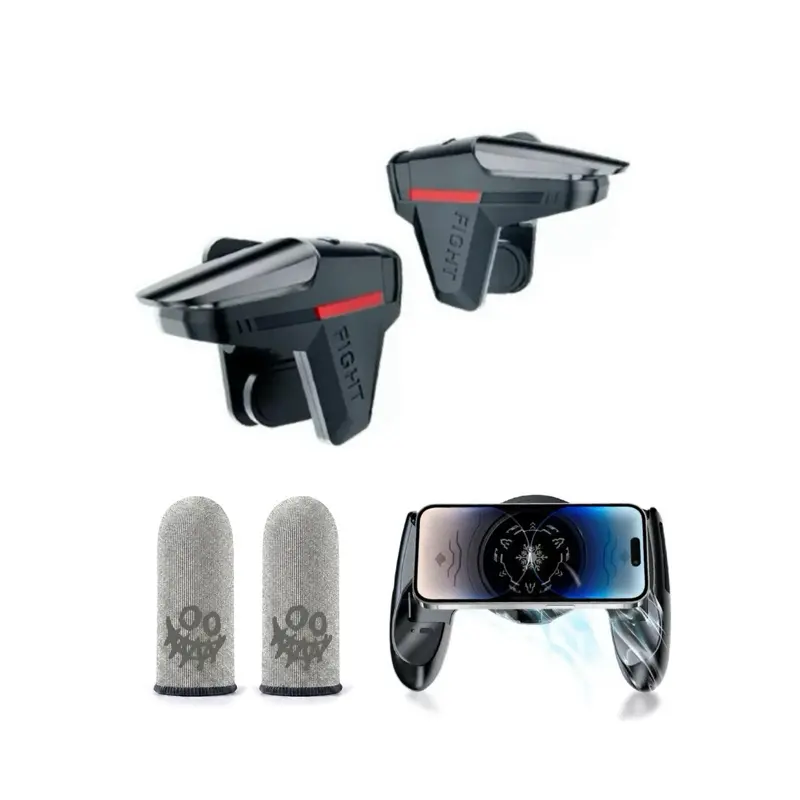 Mobile Controller 6 Fingers Mobile Game Trigger for iPhone & Android, Finger Sleeves, RGB Phone Cooler, Gatillos Para Celular Compatible with Phones & Mobile Games