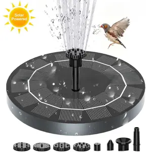 Solar Powered Fountain Pump, Upgraded 1.5w Solar Pond Pump with 6 Nozzles, 2 Accessories, Outdoor Garden Decoration, Solar Water Fountain, Outdoor Water Fountains