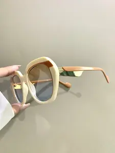 Square Shaped Glasses, Patchwork Fashion Trendy Casual Decorative Eyewear for Men and Women, Metal Hinges, Square Browline Glasses