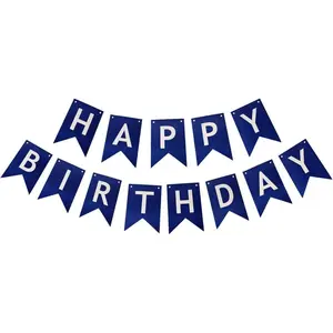 Blue Happy Birthday Banner Birthday Banner Decoration DIY Party Decoration