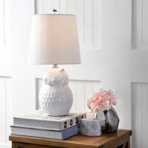 JONATHAN Y Hoot Ceramic Mini LED Table Lamp , for bedroom, living room, foyer, hallways, dining room, dorms