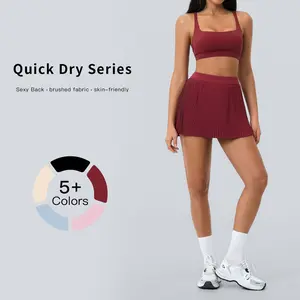 Tenwolf Women’s Yoga Outfit Set – Shock-Absorbing Bra, Breathable Cloud-Like Feel, Quick-Dry Sports/Fitness Short Skirt, Tennis Skirt