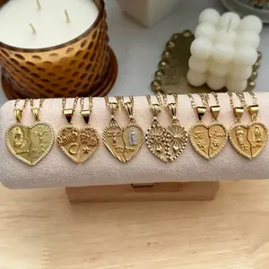 Gold Plated Figaro Chain Necklace for Couples - Heart Breakable Design jewelry women pendant necklace necklace woman fashion jewelry