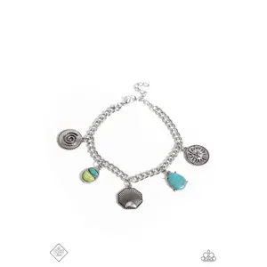 Nimble Nomad - Blue Turquoise Silver Moon Star Charm Bracelet - Paparazzi - Fashion Fix  February 2024
