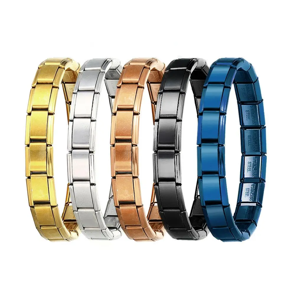 FASHION4U - 9mm wide Italian Stainless Steel Charm Bracelet Fashion Men Girls Modular Bracelet  DIY Factory
