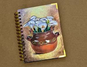 Los Alcatraces Spiral Notebook, Hardcover Spiral Notebook, mexican gifts, notebooks, Barro mexicano, calla lily flower, mexican art, barro mexicano, notebooks