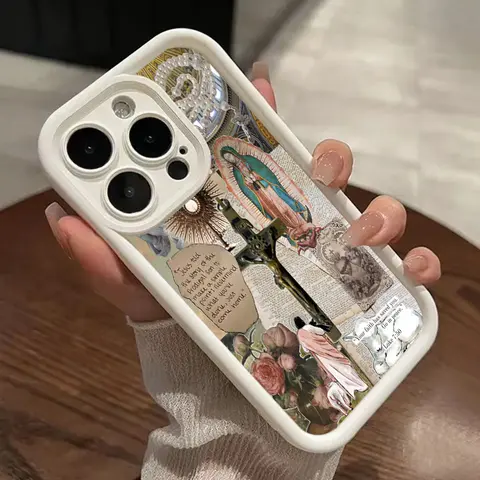Soft Silicone Smartphone Protection Case with 1.2mm TPU Bumper - Slim Fit, Non-Slip, Durable, Scratch Resistant, Anti-Drop for iPhone 17 Pro Max,16 Plus,15,14,13,12,11,Air,E - Virgin Mary Design Women's Accessory Gift