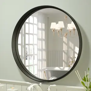 TETOTE Round Mirror, Modern Farmhouse Vanity Mirror, Sturdy Metal Frame, Wall Mirror for Bathroom/Livingroom/Entryway, French Cleat Mounting