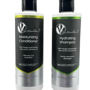 VCurls Wash Duo Hydrating Shampoo & Moisturizing Conditioner with Mango Seed Butter Aloe Vera & Tamanu Oil for All Hair Types 2A-4C
