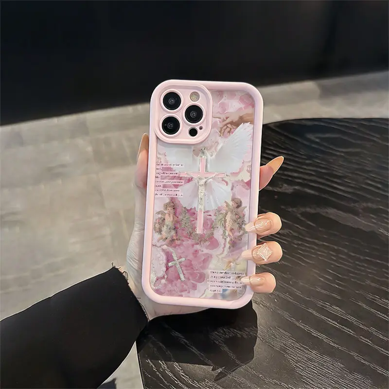 Cute Jesus Cross Phone Case Protector, Decorative Smartphone Protector, Shockproof Protective Cover for iPhone 15 Series & More, Ideal Gift for Family & Girlfriend, Mobile Phone Casing, TPU Smartphone Casing
