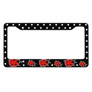 Black Lady Bug License Plate Frame Cute Red Beetle Pattern For Car Accessory Aesthetic Cute Vehicle Ornament For Women Girls Ladybird License Plate Frame Accessories.