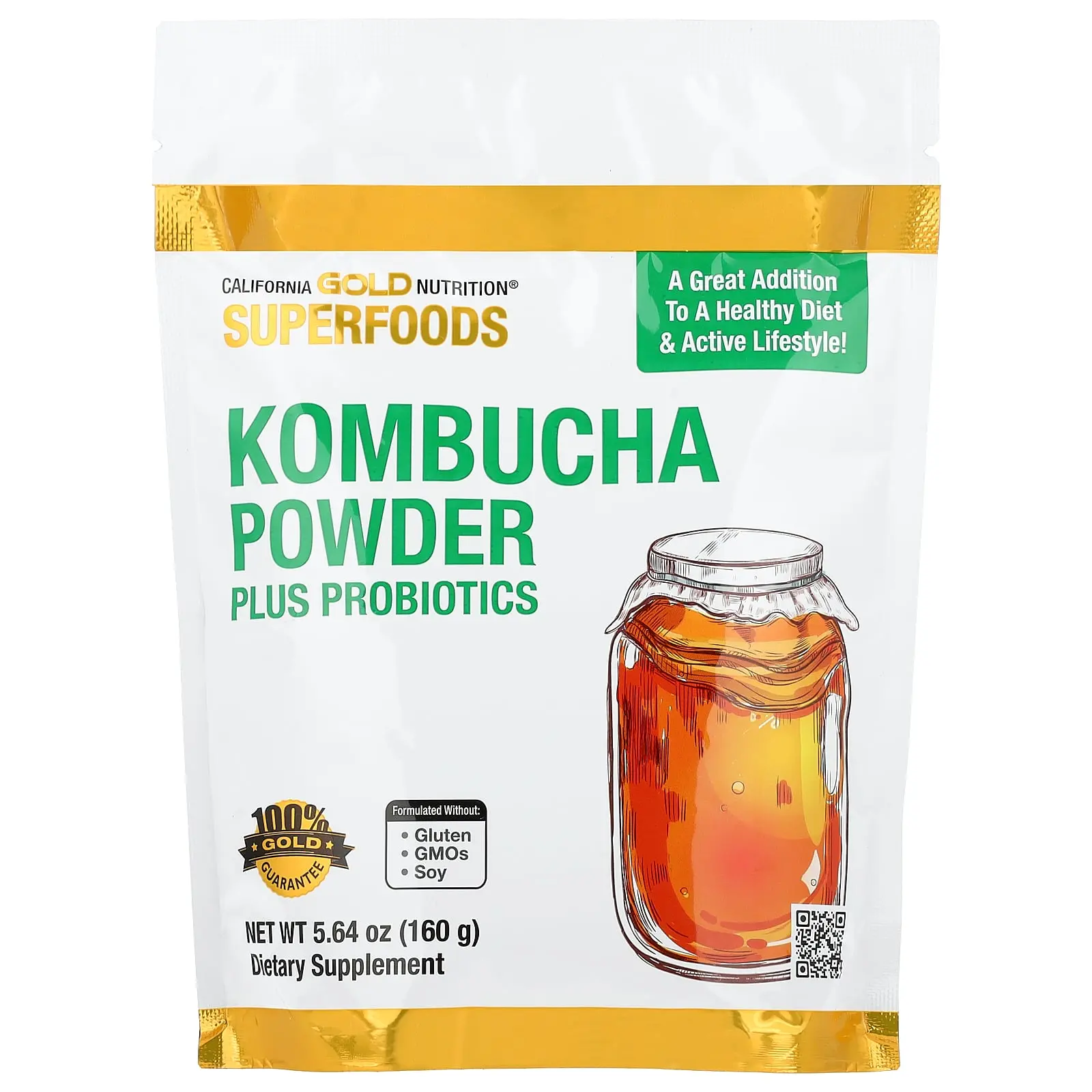 California Gold Nutrition SUPERFOODS - Kombucha Powder, 5.64 oz (160 g)