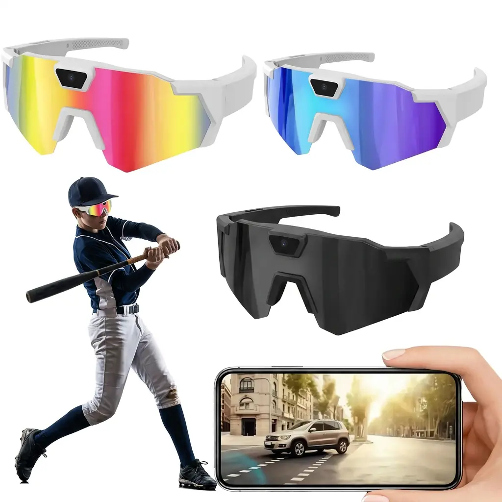 Smart POV Glasses with Camera, Anti-Glare Lightweight Smart Wearable Device, 1080 Full HD Recording, Water Resistant, Intuitive Controls, Lightweight for Long Wear, Ideal for Baseball and Stadium Action, Hands-Free Video Photo Capture for Men