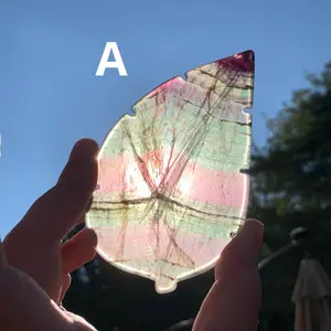 Rainbow Fluorite Leaf Carvings | Crystals Leaves purple