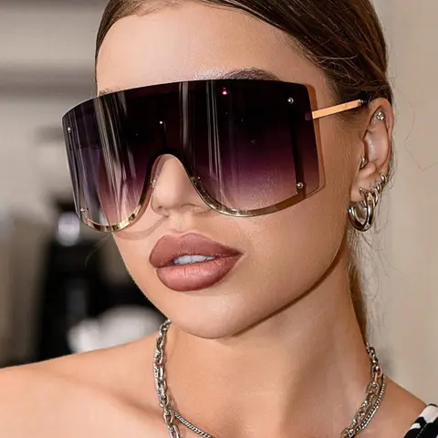 Women's Fashionable Large Frame, Stylish Sunglasses, Y2K Style Tinted Lens Sunglasses, Retro Casual UV400 Protection Sunglasses for Everyday Use, Fashion Accessories for Outdoor Activities, Trendy Styling Sunglasses