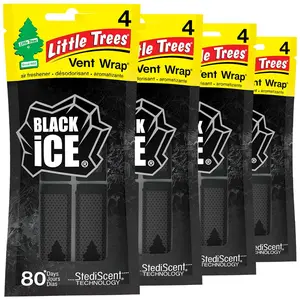 LITTLE TREES Car Air Freshener | Vent Wrap Provides Long Lasting Scent, Invisibly Fresh | Black Ice, 16 Air Fresheners