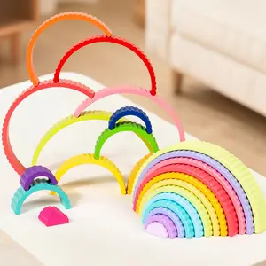 Montessori Early Education Rainbow Blocks, 12-Piece Arch Stack Toy, Christmas Gift, Educational Building Toys for Kids
