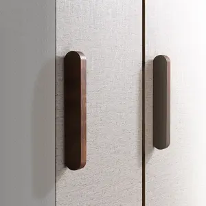 Solid Walnut Wood Handle, 96mm Center Distance, Wardrobe Handle, Cabinet Handle, Drawer Handle, Durable and Stylish Kitchen Hardware