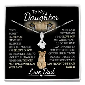 Lion To My Daughter Necklace From Dad, Birthday, Christmas Gifts for Daughter from Father.   Graduation, Grown Up Daughter Jewelry Gift With Messages