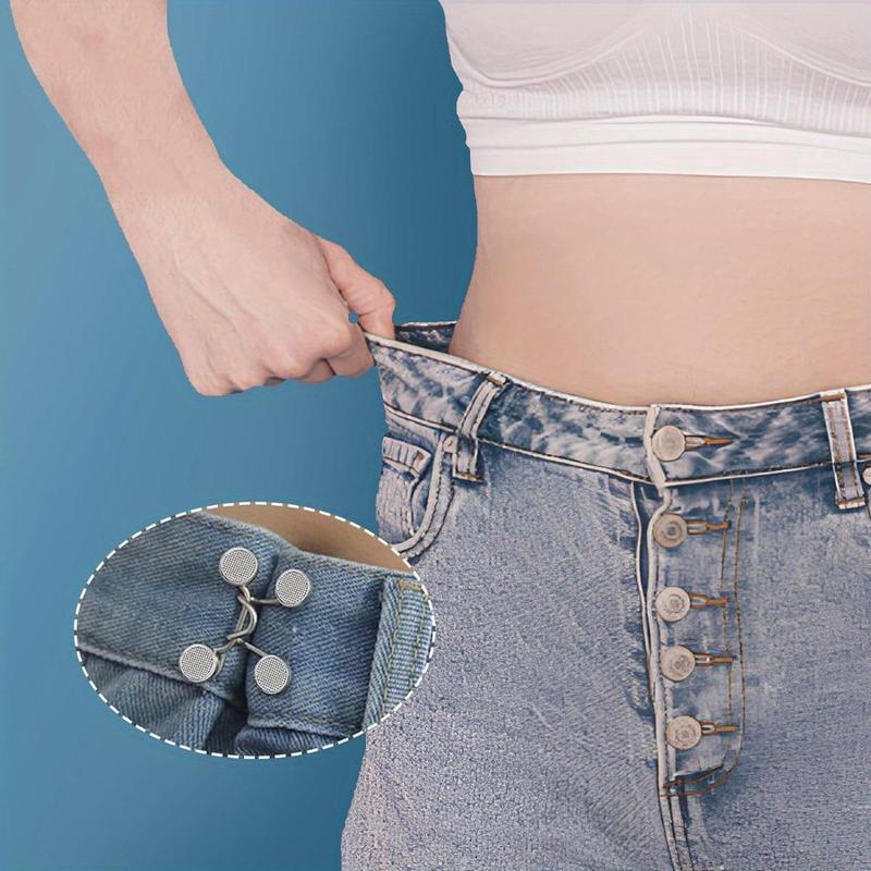2 Sets Adjustable Jeans Button Pant Waist Tightener, Detachable Decorative Waist Buckle, No Sew and No Tools Button Pins for Jeans.