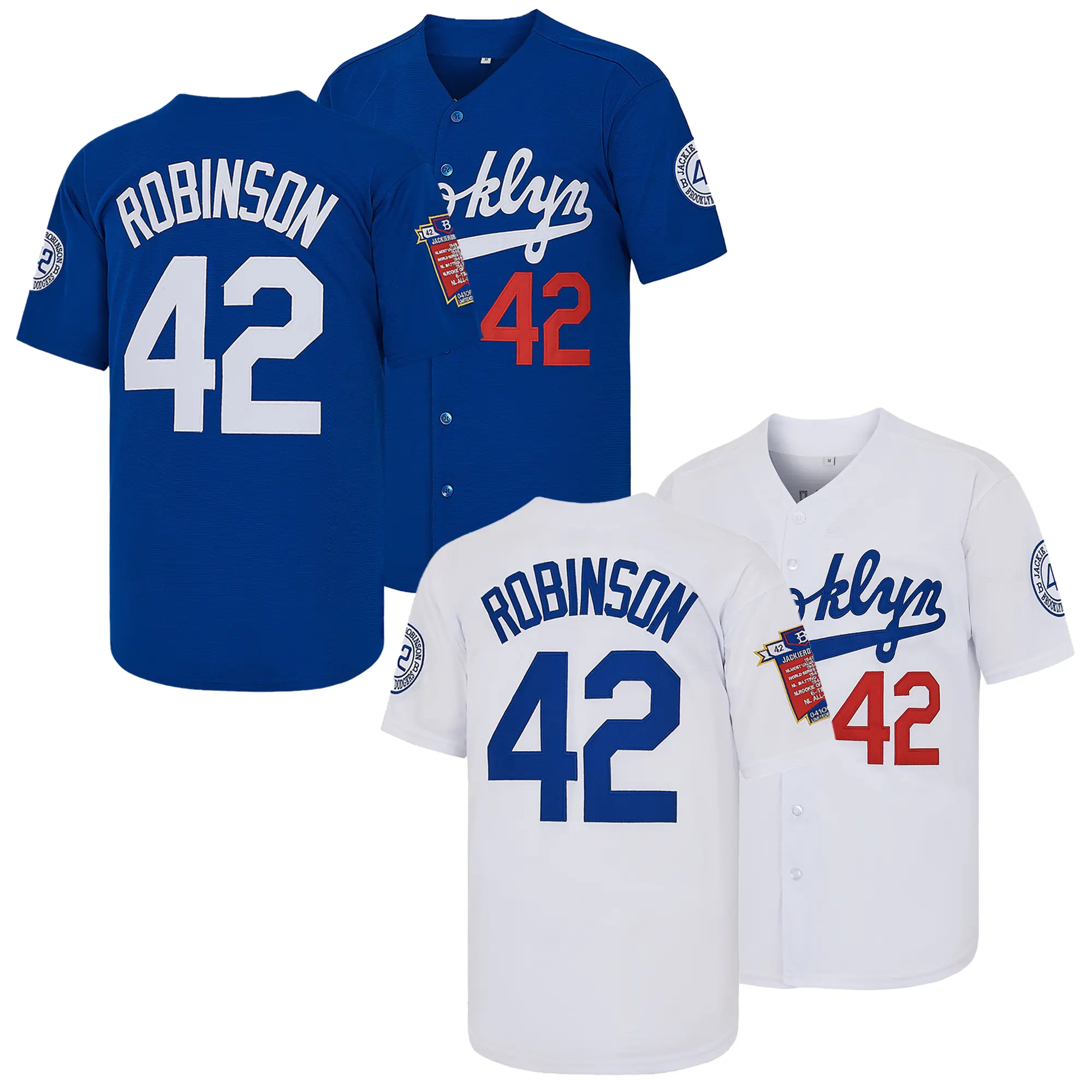 Men's  Legend #42 Jackie Robinson Baseball Jersey, Letter Embroidery Baseball Apparel，Fan Commemorative Gift