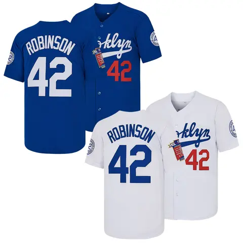 Men's Iconic #42 Jackie Robinson Numbered Embroidered Baseball Jersey - Classic Fit for Easy Moves, Professional Sports Top, Fan Commemorative Gift