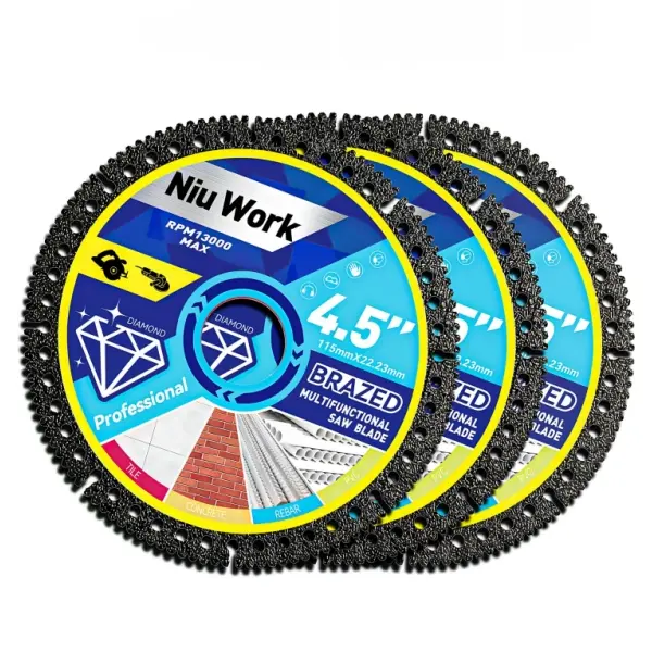 NiuWork 4.5" Diamond Blade for Angle Grinder, Multi-Purpose Cutting Disc | Multi-Material Cutting: Diamond saw blades cut marble, quartz, granite, stone, tile, metal and plastic for versatile use.