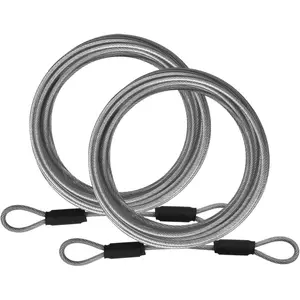 1/8inch Stainless Steel Security Cable 4/6/10/15FT Luggage Lock Safety Wire Flexible Steel Wire Rope With Double Loop (2 Pack)