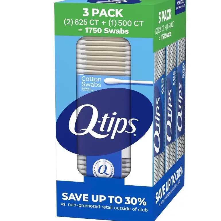 Q-tips Cotton Swabs, 3-Pack, 1750-Count Multipurpose Disposable Cotton Swabs for Personal Care, Cleaning