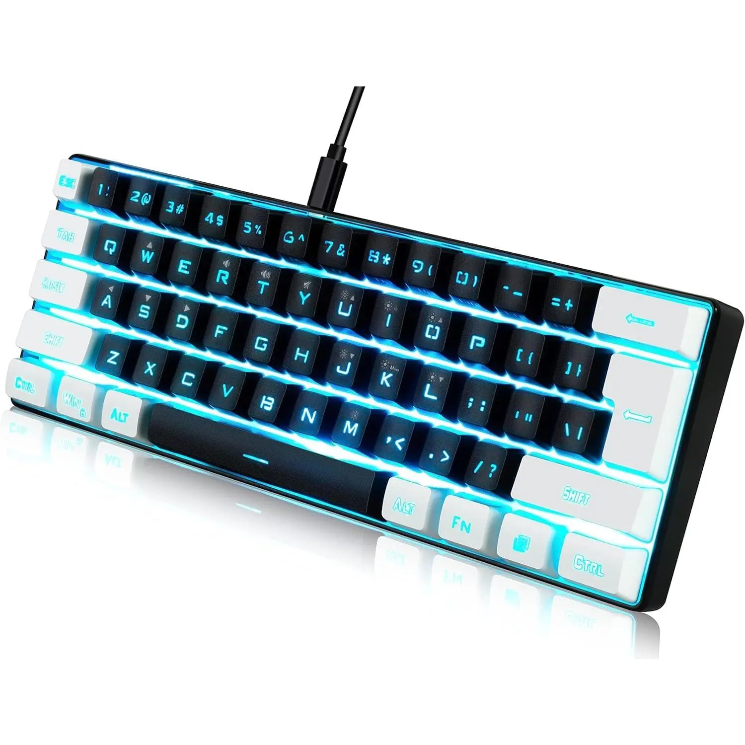 Gaming Keyboard Minimalist Portable Wired Ultra-Compact Mini Imitation 61  RGB Backlit Keyboard